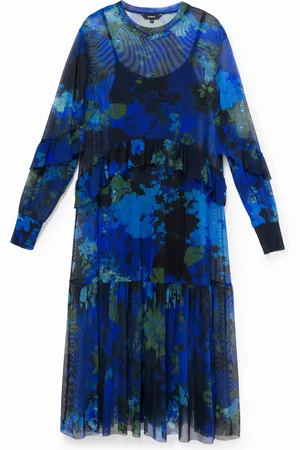 Desigual Vestido midi de gasa con camuflaje floral - - S