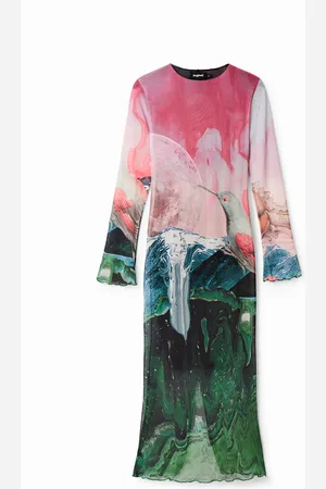 Desigual Vestido midi slim tul fantasía - - L