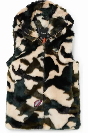 Desigual Chaleco peludo animal print bordado - - L