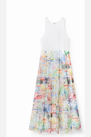 Desigual Vestido largo combinado tul - - L