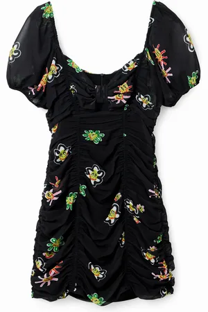 Desigual Vestido corto fruncido nudo - - L