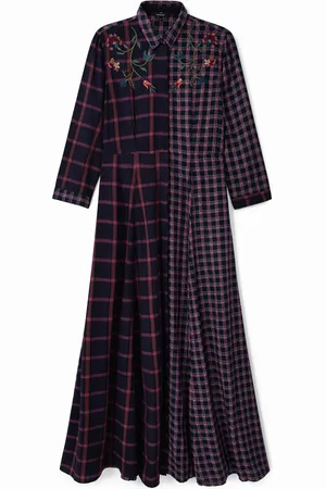 Desigual Vestido camisero largo tartán - - S