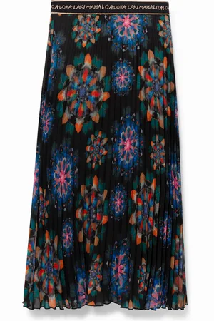 Desigual Falda midi plisada mandalas - - 36