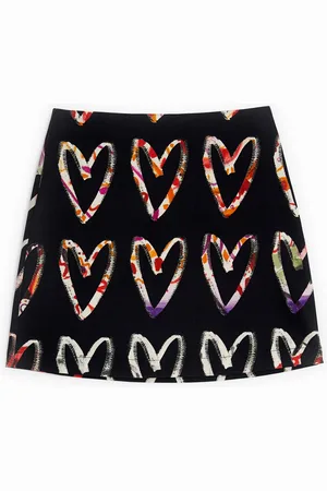 Desigual Minifalda algodón estampado corazones - - L