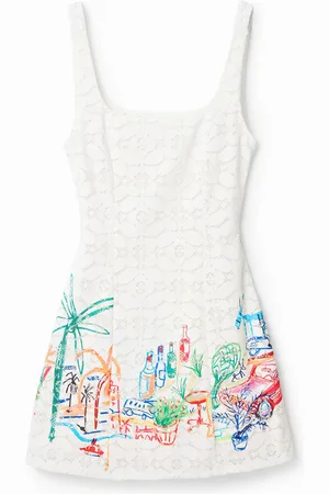 Desigual Vestido corto encaje ilustraciones - - L