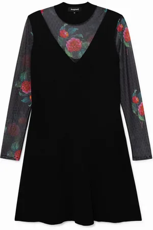 Desigual Vestido rejilla flores - - L