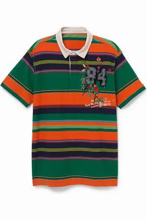 Desigual Polo a rayas con patch y bordado - - L