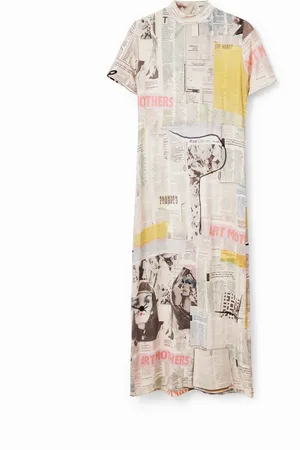 Desigual Vestido midi slim periódico - - L