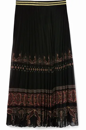 Desigual Falda midi plisada boho - - L