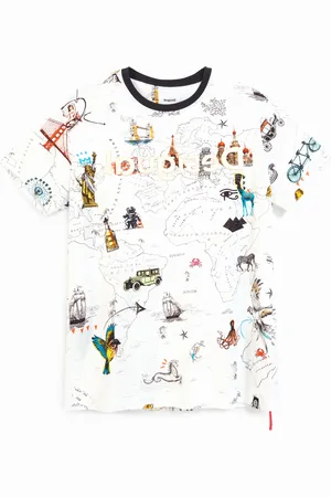 Desigual Camiseta mapa 100% algodón - - L