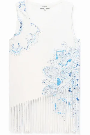 Desigual Camiseta floral y flecos - - L