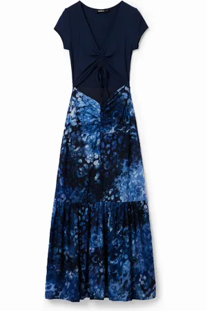 Desigual Vestido largo combinado textura animal print - - L