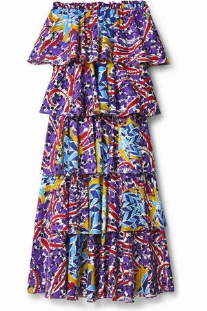 Desigual Vestido largo volantes Stella Jean - - L
