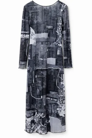 Desigual Vestido midi slim periódico - - M