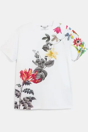 Desigual Camiseta flores 100% algodón - - L