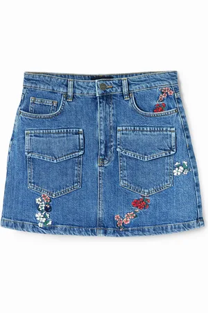 Desigual Minifalda vaquera flores - - L