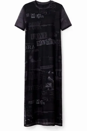 Desigual Vestido midi tul periódico - - M