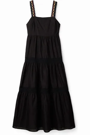 Desigual Vestido largo tirantes bordado - - L
