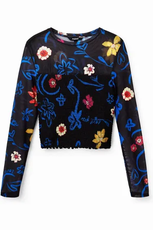 Desigual Camiseta slim corta flores - - L