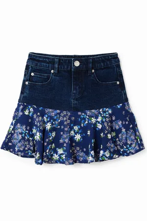 Desigual Minifalda vaquera volante flores - - 11/12