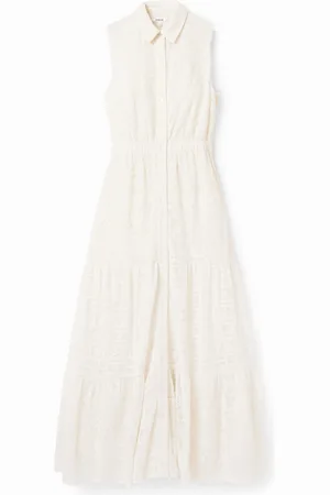 Desigual Vestido largo camisero bordados - - L