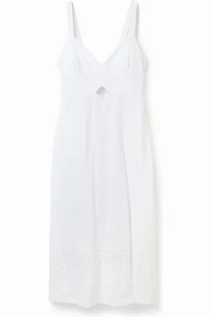 Desigual Vestido midi bordado tirantes - - L