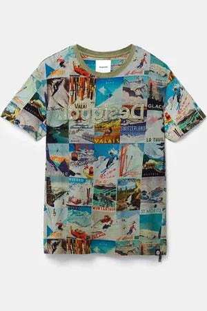 Desigual Camiseta postales 100% algodón - - L