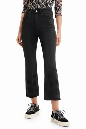 Desigual Vaquero Flare cropped bordados - - 34