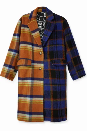 Desigual Abrigo largo loose tartán - - L