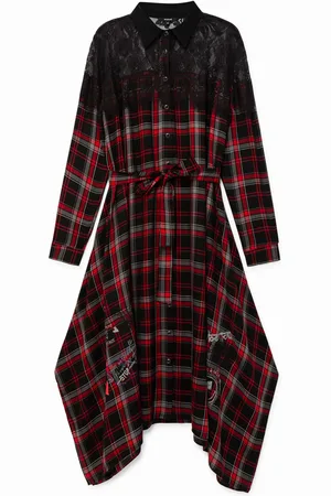 Desigual Vestido camisero tartán - - L