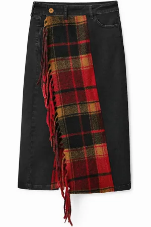 Desigual Falda midi denim tartán - - S