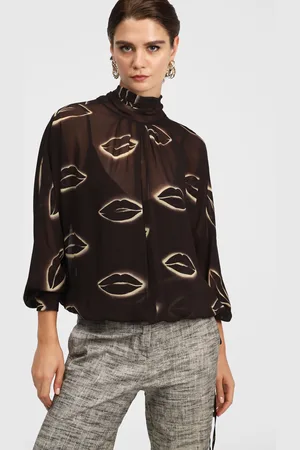 Dixie Camisa con cuello coreano y estampado