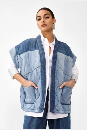 Dixie Chaleco vaquero oversize de algodón puro con bolsillos de parche