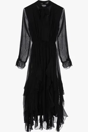 Dixie Vestido con mangas transparentes y lazo