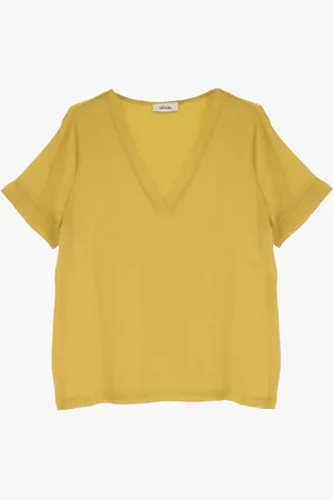 Dixie Camiseta monocolor efecto seda con escote en V