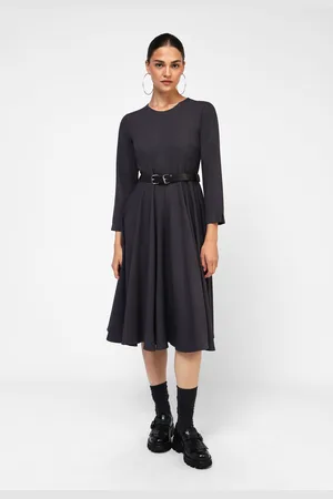 Dixie Vestido midi acampanado con cinturón