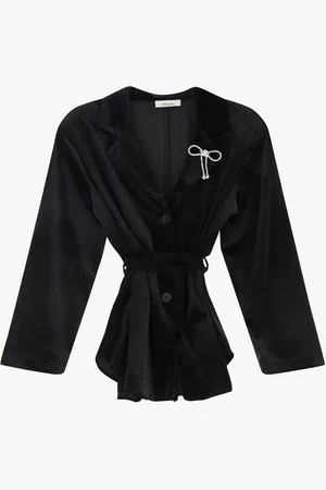 Dixie Camisa efecto terciopelo con cuello clásico y botones