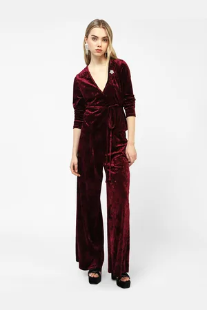 Dixie Pantalones anchos de cintura alta efecto terciopelo