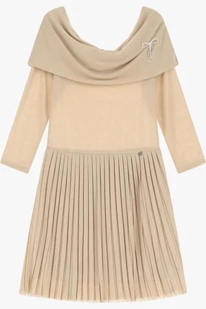 Dixie Vestido con cuello amplio y pliegues