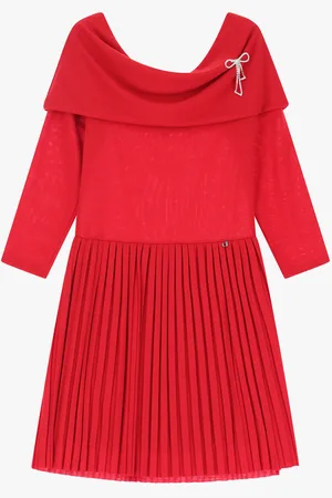 Dixie Vestido con cuello amplio y pliegues
