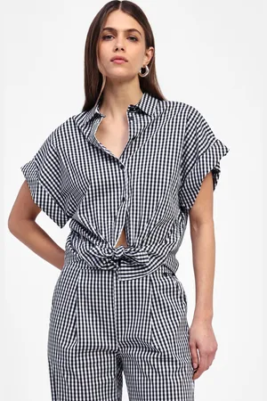 Dixie Camisa de cuadros con lazo frontal