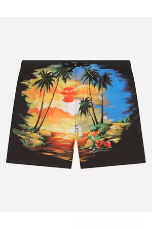 Dolce & Gabbana Hombre Shorts de baño - Bañador Bóxer De Nailon Con Estampado Hawaii - Hombre Moda Baño 3 Years