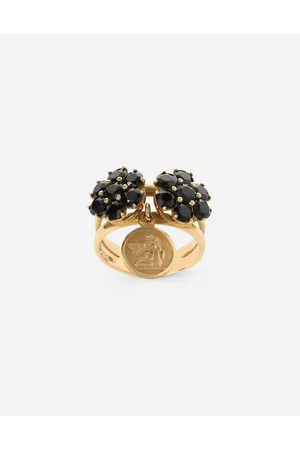 Dolce & Gabbana Anillo Family De Amarillo 18 Kt Con Zafiros Negros - Mujer Anillos Dorado 46