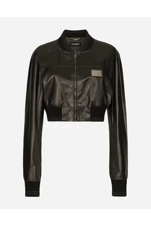 Dolce & Gabbana Bómber Corta De Napa Con Placa - Mujer Abrigos Y Chaquetones Piel 38