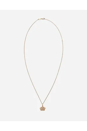 Dolce & Gabbana Colgante Crown Con Corona En Oro Y Diamantes Negros - Hombre Collares Onesize