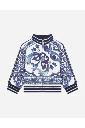 Dolce & Gabbana Sudadera Con Cremallera De Punto Con Estampado De Mayólica - Mujer Partes De Arriba Algod�n 3/6 Months