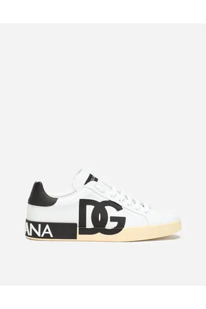 Dolce & Gabbana Zapatilla Portofino En Napa De Piel De Becerro Con Logotipo Dg Estampado - Hombre Zapatillas Negro Piel 44