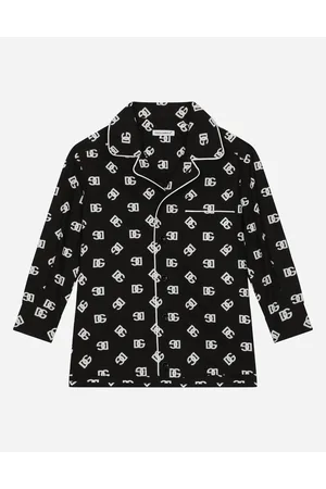 Dolce & Gabbana Camisa Tipo Pijama De Popelina Con Estampado Del Logotipo Dg - Hombre Camisas Negro 3 Years