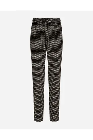 Dolce & Gabbana Pantalón De Chándal En Crepé De China Con Estampado Del Logotipo Dg - Hombre Pantalones Largos Y Cortos Seda 44