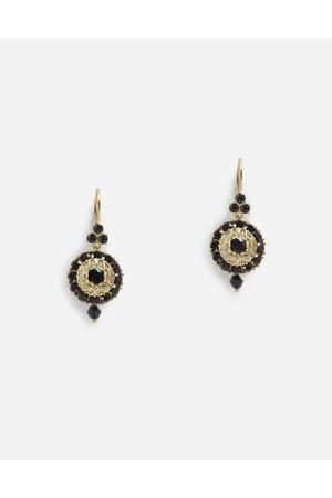 Dolce & Gabbana Pendientes Con Cierre De Gancho Y Zafiros Negros - Mujer Pendientes Dorado Onesize